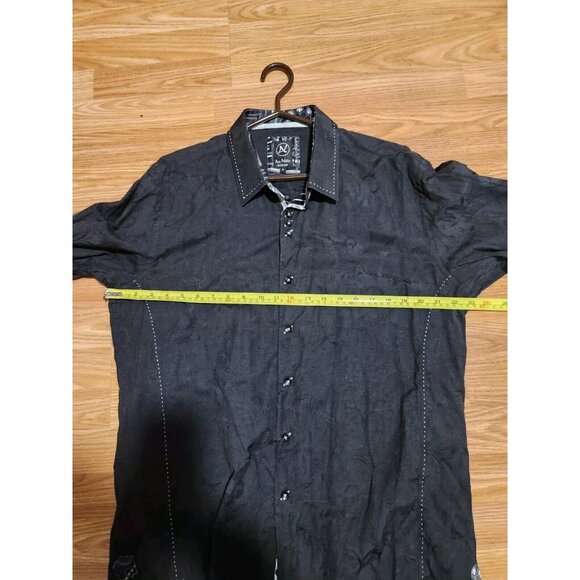 Au Noir Men Dress Shirt Black Long Sleeves Size 6 Pre-Owned - Picture 6 of 9